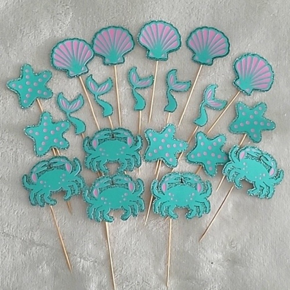 Mermaid theme cupcake toppers